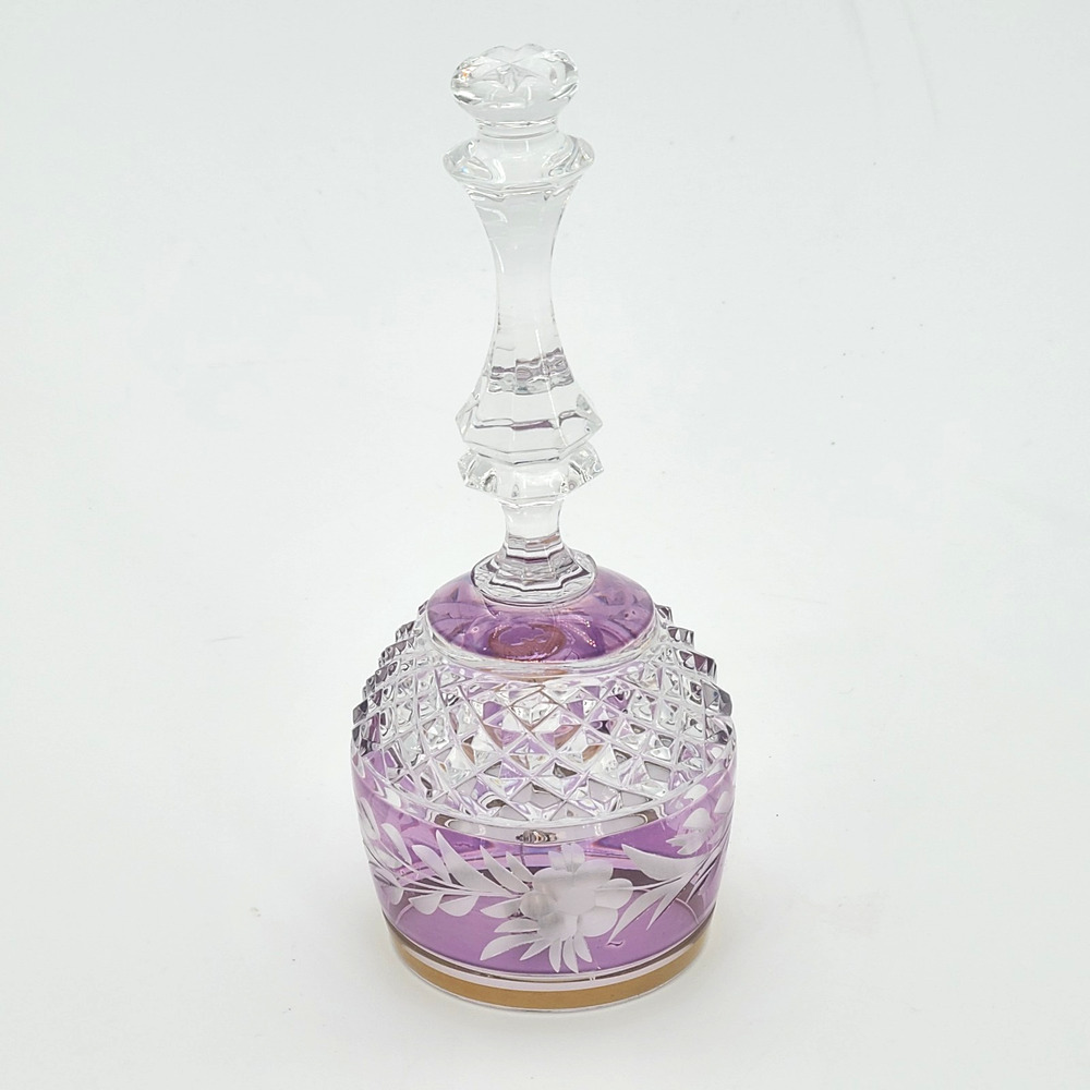 VTG Ebling & Reuss 5" Crystal Marchioness Dinner Bell Amethyst Germany EUC